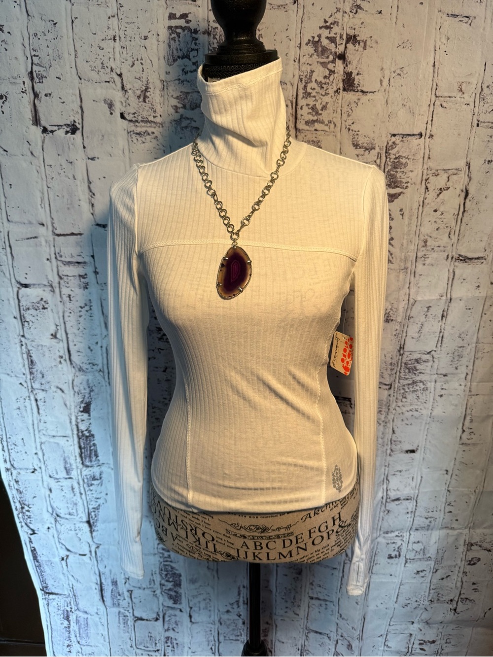 FP Movement White Ribbed Turtleneck Long Sleeve Top XS NWT